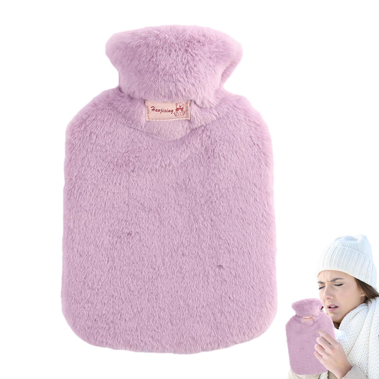 Nedyet Hot Water Bottle | Washable Hot Water Bottle with Soft Fleece Cover - 2L Multifunctional Hot Compress Warm Water Bag for Men and Women, Easy Filling Nedyet