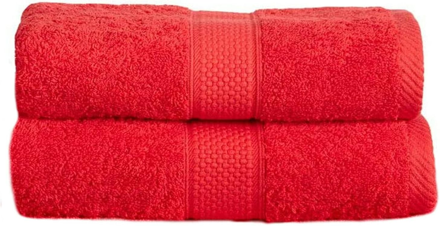 100% Turkish Cotton Guest Towels Hand Kitchen Towel Face Cloth 40 x 60 cm Pack Of 2 Twin Set (Red)