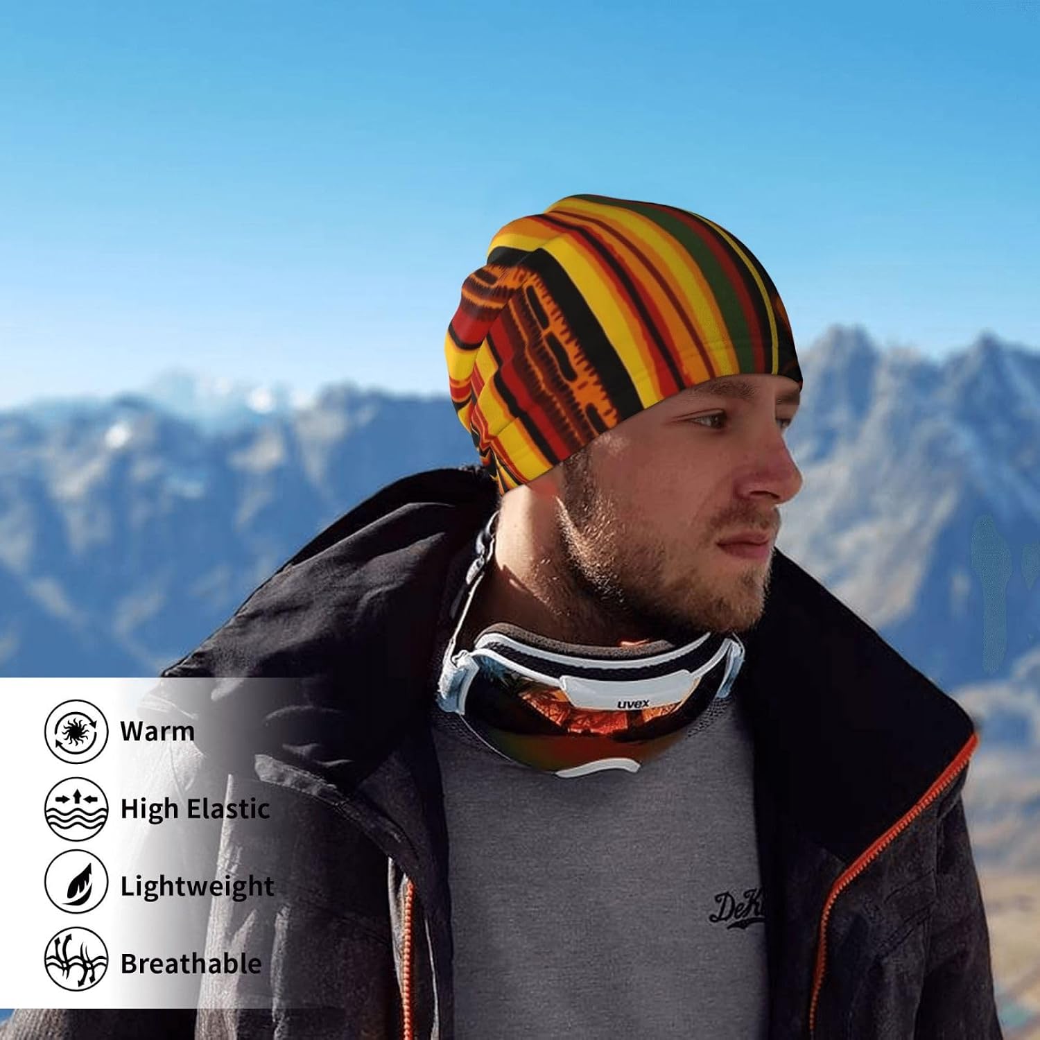 Neck Warmer Winter, African Striped Print For Cold Weather Winter Face Mask,Thick Warm Neck Gaiter Face Scarf,For Men Women Skiing Cycling - With Rope