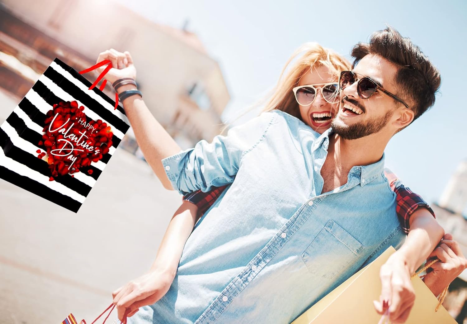 WaaHome Happy Valentines Day Gift Bag with Handle 13''x10.5''x5.8'' Large Red Rose Gift Bags with Tissue Paper, Romantic Valentines Gift Bags for Her Him Girlfriend Boyfriend Wife Husband Women - Image 5