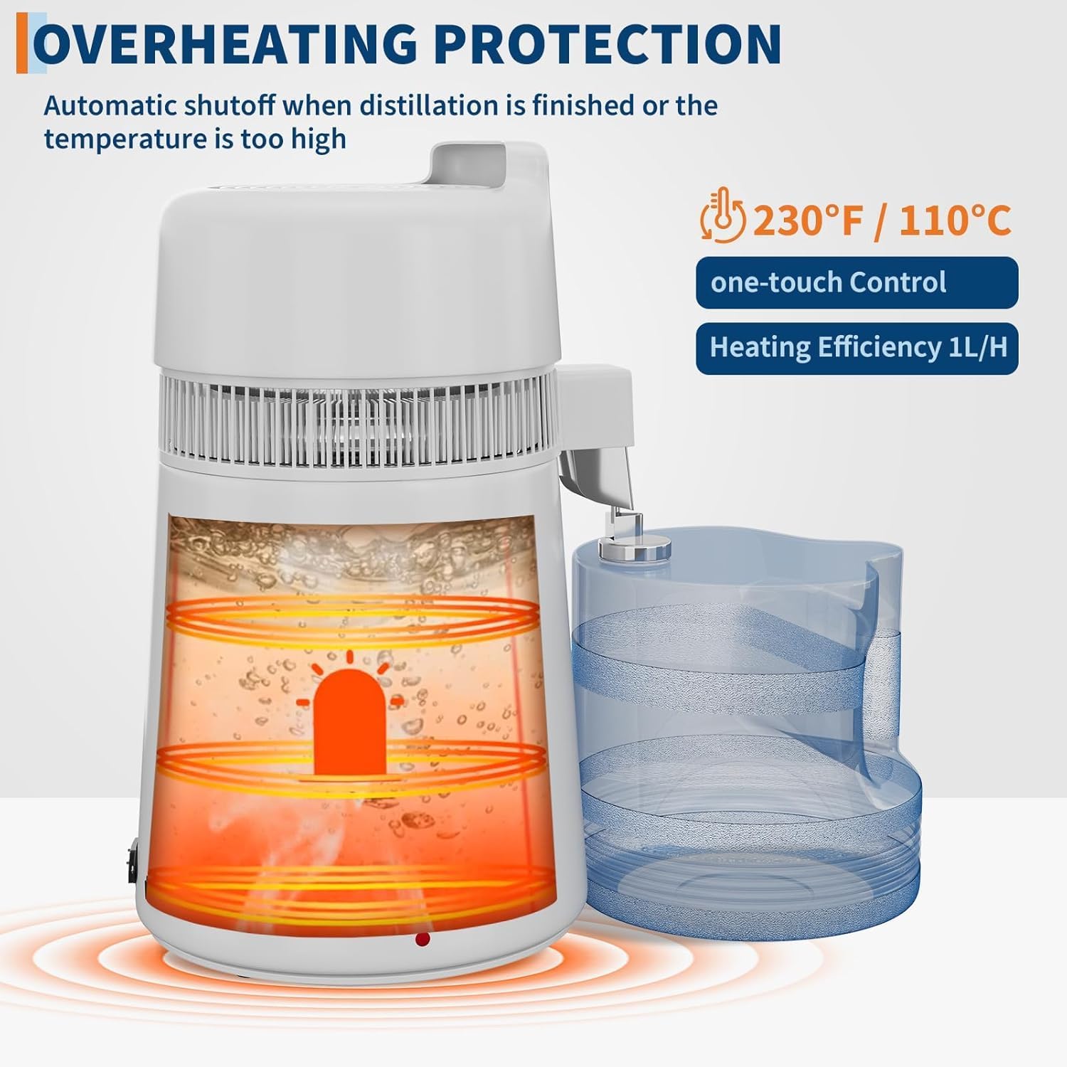 Wasserdestilliergerät 6 l 900 W Edelstahl 304 automatische Abschaltung Dreifachfilter tragbarer Wasserreiniger