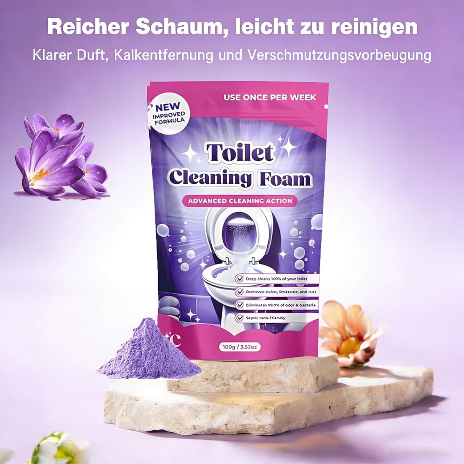 WC-Reiniger – Toilettenschaum Pulver, Toilet Cleaning Foam, Schäumender WC-Schaumreiniger für Toiletten, Ohne Aufwand (6PC-Abgesackt)