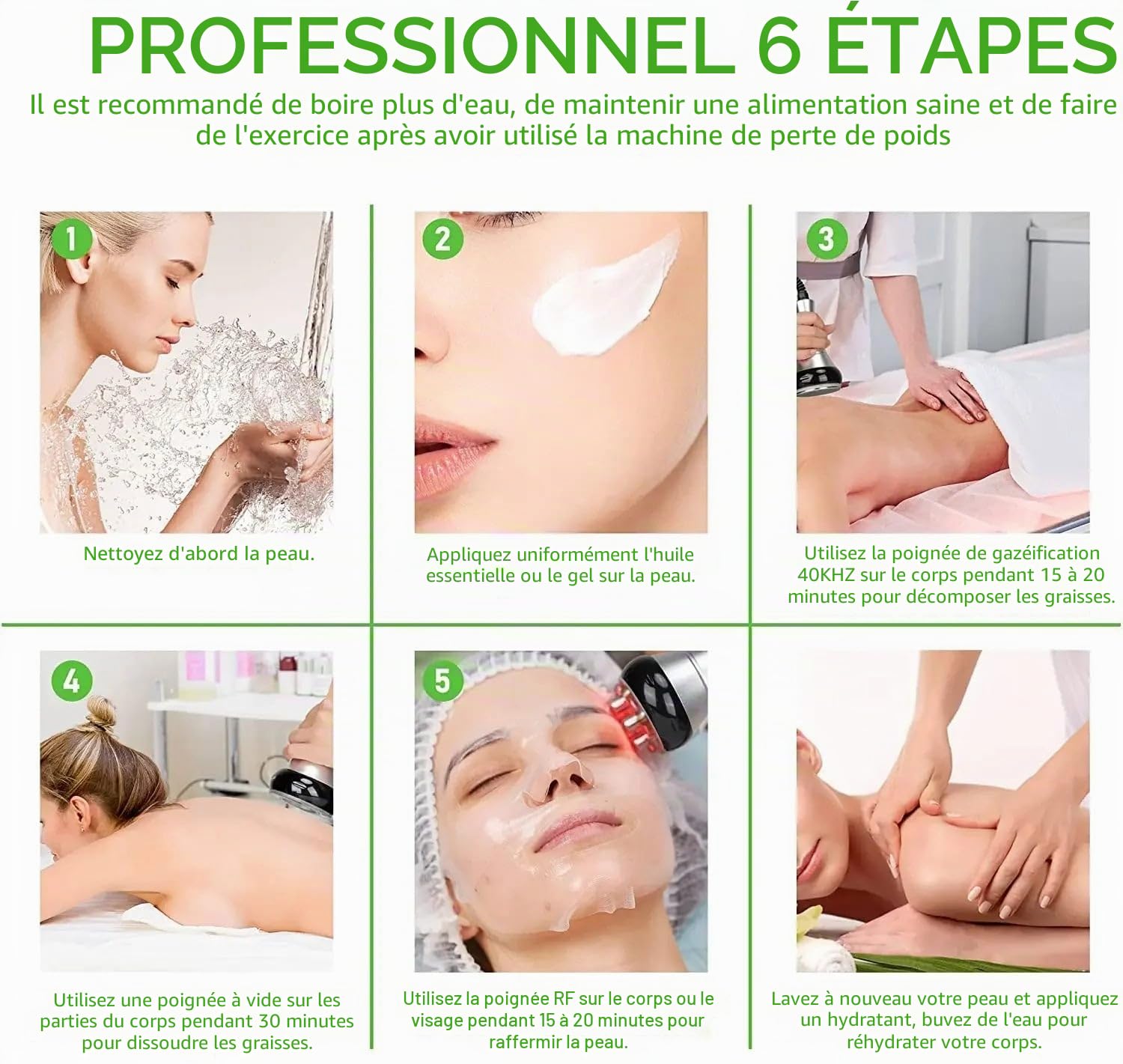 Machine de cavitation 40K 3 en 1 Machine amincissante Instrument de radiofréquence Machine de soins de la peau Machine multifonctionnelle de beauté du corps pour le visage, l'abdomen, les fesses et