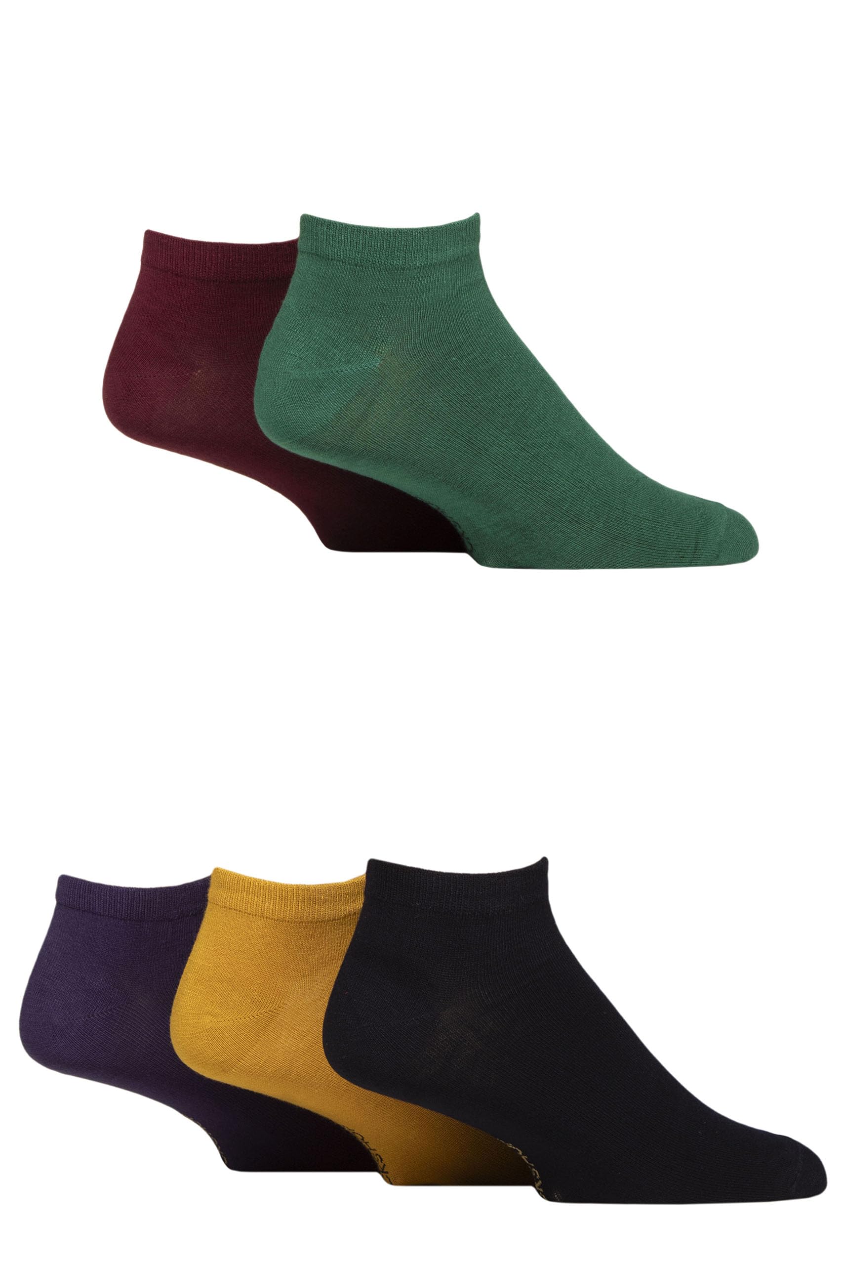 Sockshop Men's Royal Bamboo Trainer Socks - Striped And Plain, Soft, Low, Bright, Colourful, Breathable Multipack Of 5 Size 7-11 (Uk, Numeric, 7, 11, Regular, Regular, )