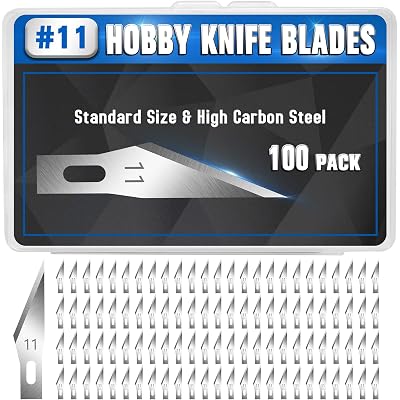 DIYSELF 100 PCS Exacto Knife Blades, SK5 Carbon Steel #11 Exacto Blades Refill Craft Art Knife Replacement Blade with Storage Case for Craft, Hobby, Scrapbooking, Stencil