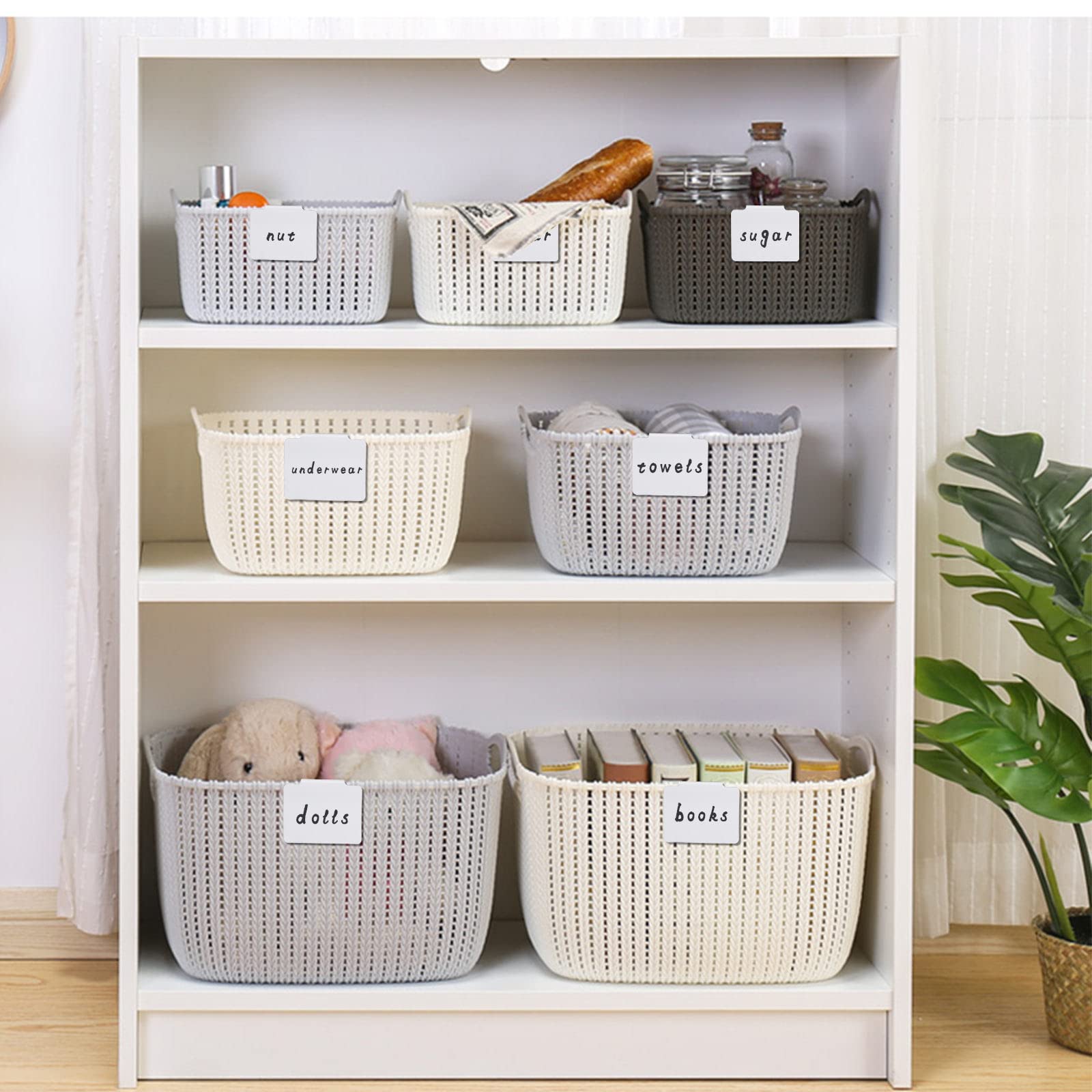 Plastic Basket Bin Label Clip On Set, Removable Basket