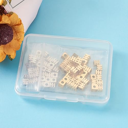 Miniatura 4 de Pandahall 100 cuentas espaciadoras de cubo ranuradas de latón de 0.157 pulgadas (0.157 in), cuentas sueltas cuadradas de metal para manualidades,
