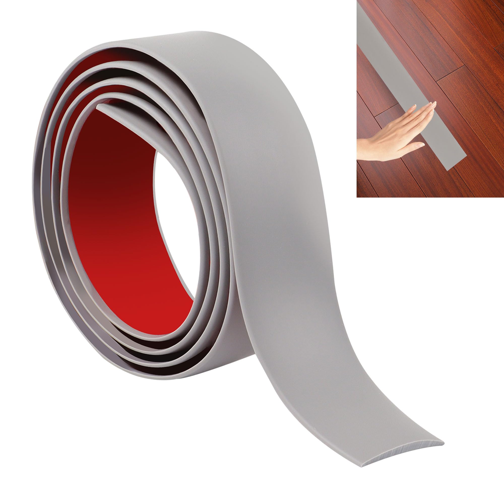 JUNART 100cm×4cm Laminate Flooring Threshold Transition Strip, Self Adhesive Vinyl Floor Strip, Tiles or Carpet Edge Transition Trim(Gray)