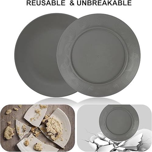 Miniatura 5 de PYRMONT Juego de 6 platos de paja de trigo de 10 pulgadas, platos ligeros irrompibles para niños, platos aptos para lavavajillas y microondas, sin