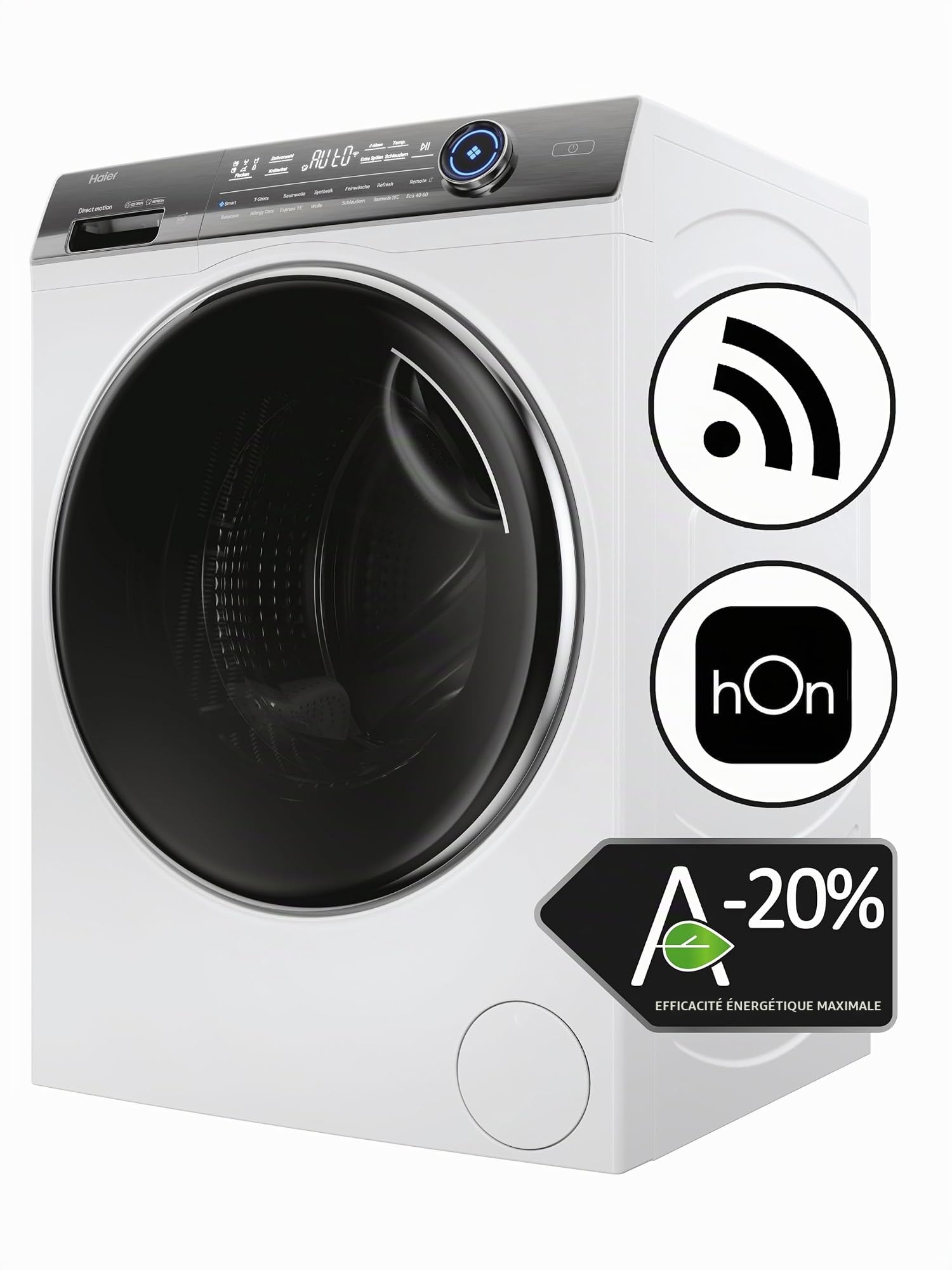 Haier SÉRIE I-PRO 7 PLUS HW120-B14979EU1 Lave-linge / 12 kg / 20% plus efficace que la classe A/Smart Home - Wi-Fi & application hOn/Moteur Direct Motion/Programme Refresh & options de traitement des