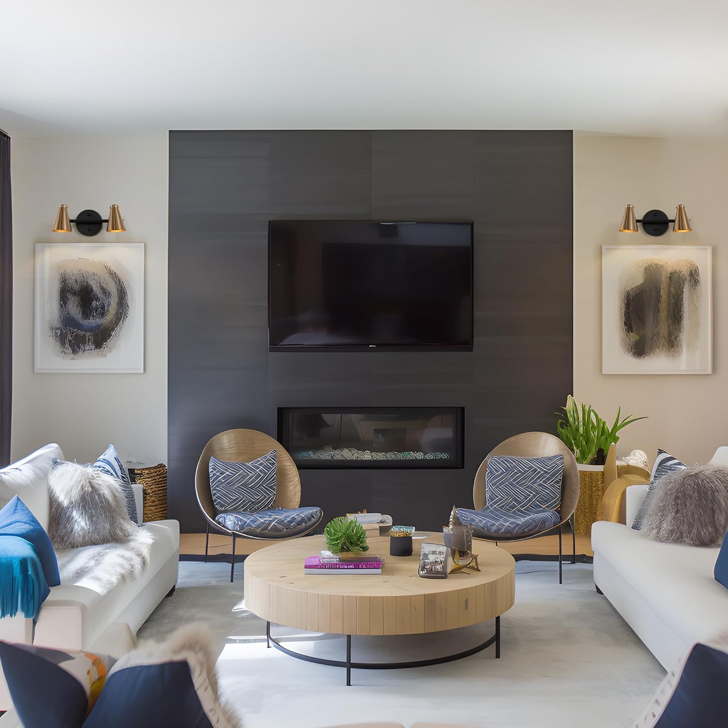 KSANA Bathroom Light Fixtures, 2 Light Modern Vanity Light Fixtures Black and Gold Adjustable Bathroom Vanity Lighting Over Mirror