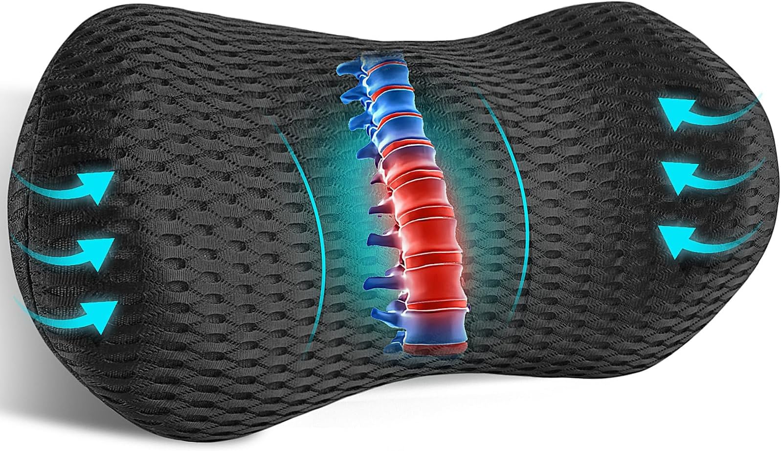 Niceeday Lumbar Support Pillow for Office Chair, Car Lumbar Pillow, Memory Foam Back Support Cushion with Breathable 3D Mesh Back Support for Office Chair Back Support Backrest 3D-Small