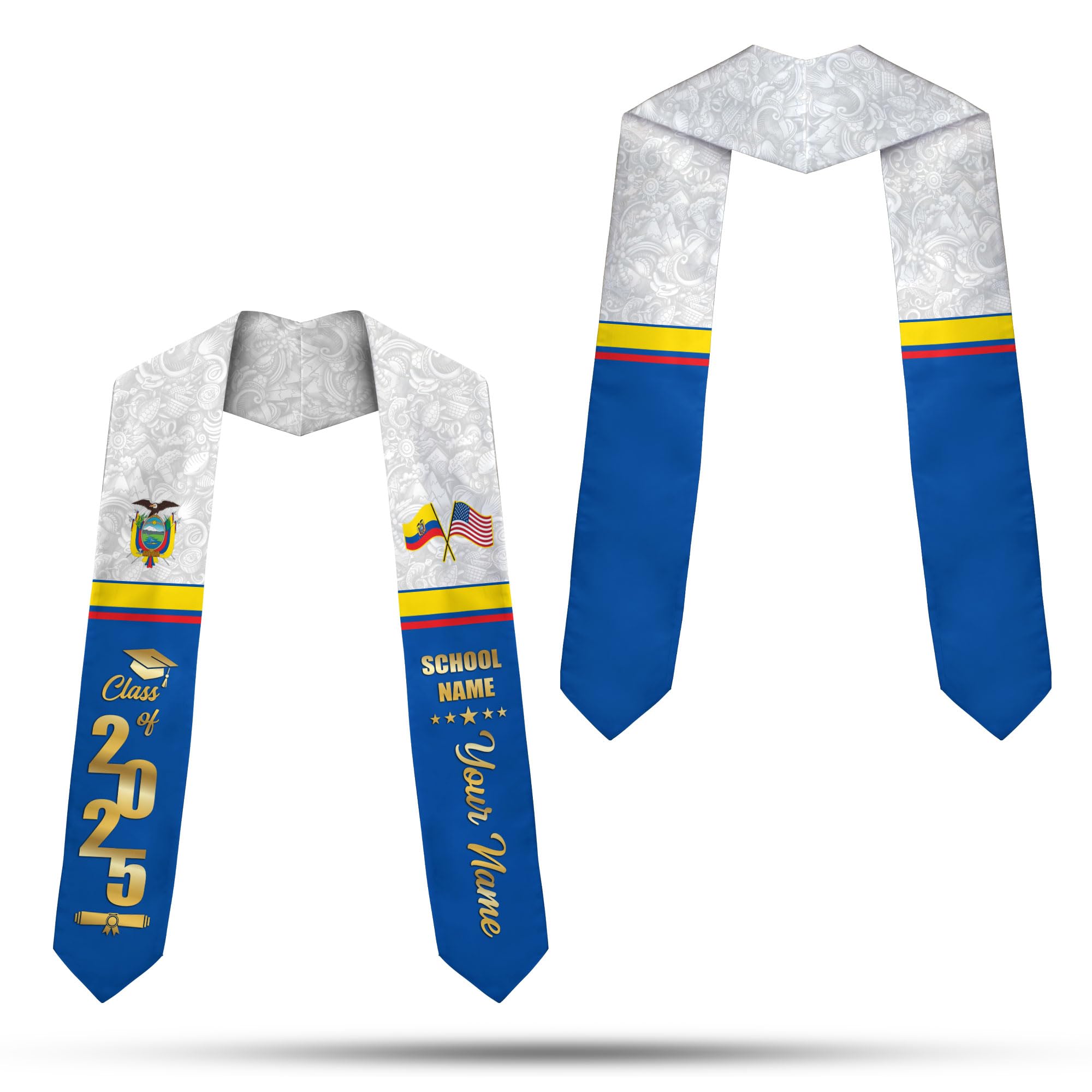 MonkeyVan Ecuadorians Graduation Sash Custom Ecuadorians American Flag Graduation Sash 2025 Ecuador Graduation Stole Ec12