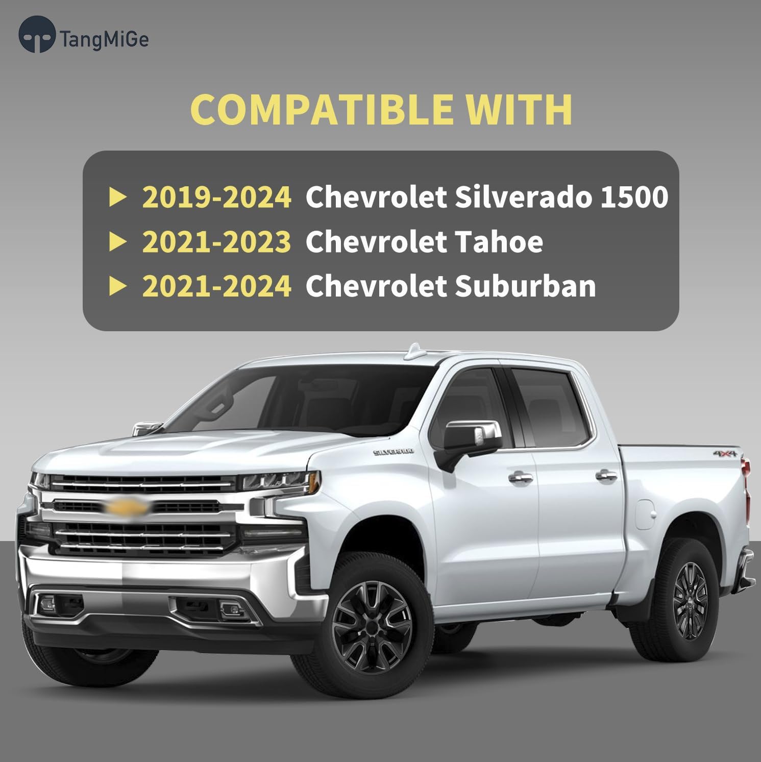 TangMiGe 4-Pack Wheel Skins Compatible with Chevrolet Silverado 1500 2019-2024, Chevy Tahoe 2021-2023, Chevy Suburban 2021-2024, 20 inch 20" Alloy Wheel, Wheel Cover (Black)