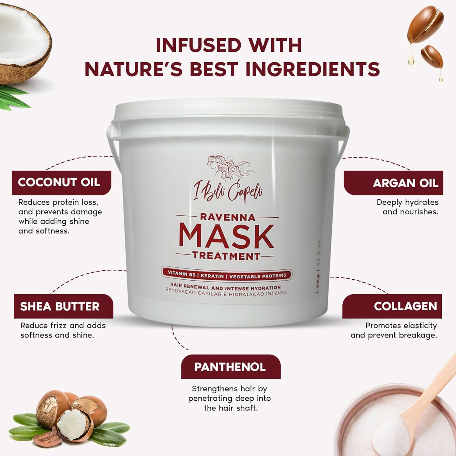 I Belli Capelli Ravenna B-tox Organic Kit - Hair B-tox Treatment (35.2 Fl Oz) Formaldehyde-Free + Hair Mask for Damaged Hair (52.9 fl oz) - Straightening, Intense Shine & Moisture for All Hair Types - Image 7