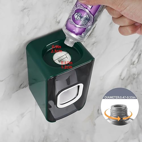 Miniatura 3 de Soporte para cepillos de dientes con 2 ranuras y dispensador de pasta de dientes montado en la pared, exprimidor automático de pasta de dientes, 2