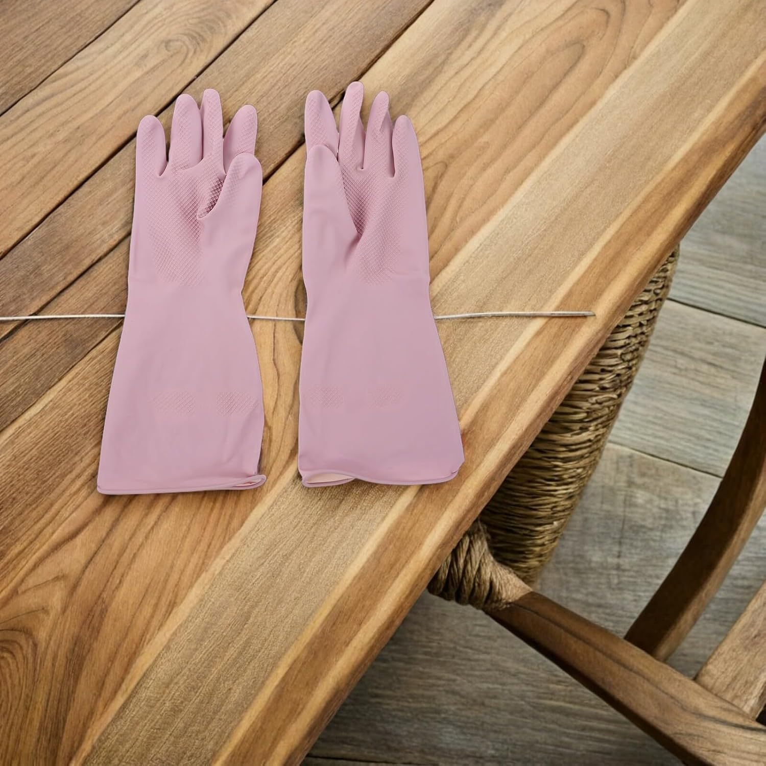 Latex Cleaning Gloves 4 Pairs Waterproof Dishwashing Gloves Reusable Multi-purpose for Washing Dishes Laundry and Household Cleaning