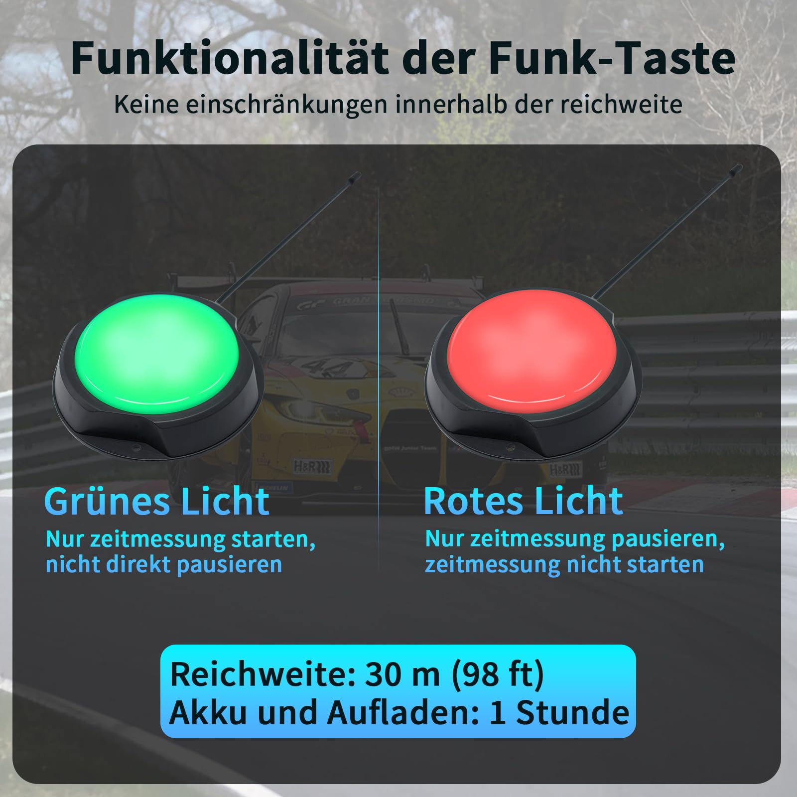 Gym Timer mit Kabellosem Start-/Stopp-Taste, 6 Stelliges Stoppuhr Digital mit Fernbedienung, Countdown Timer, 12/24H LED Digital Uhr für Workout, Fiteness, Sport, HIIT/Tabata/FGB (2 Tasten)