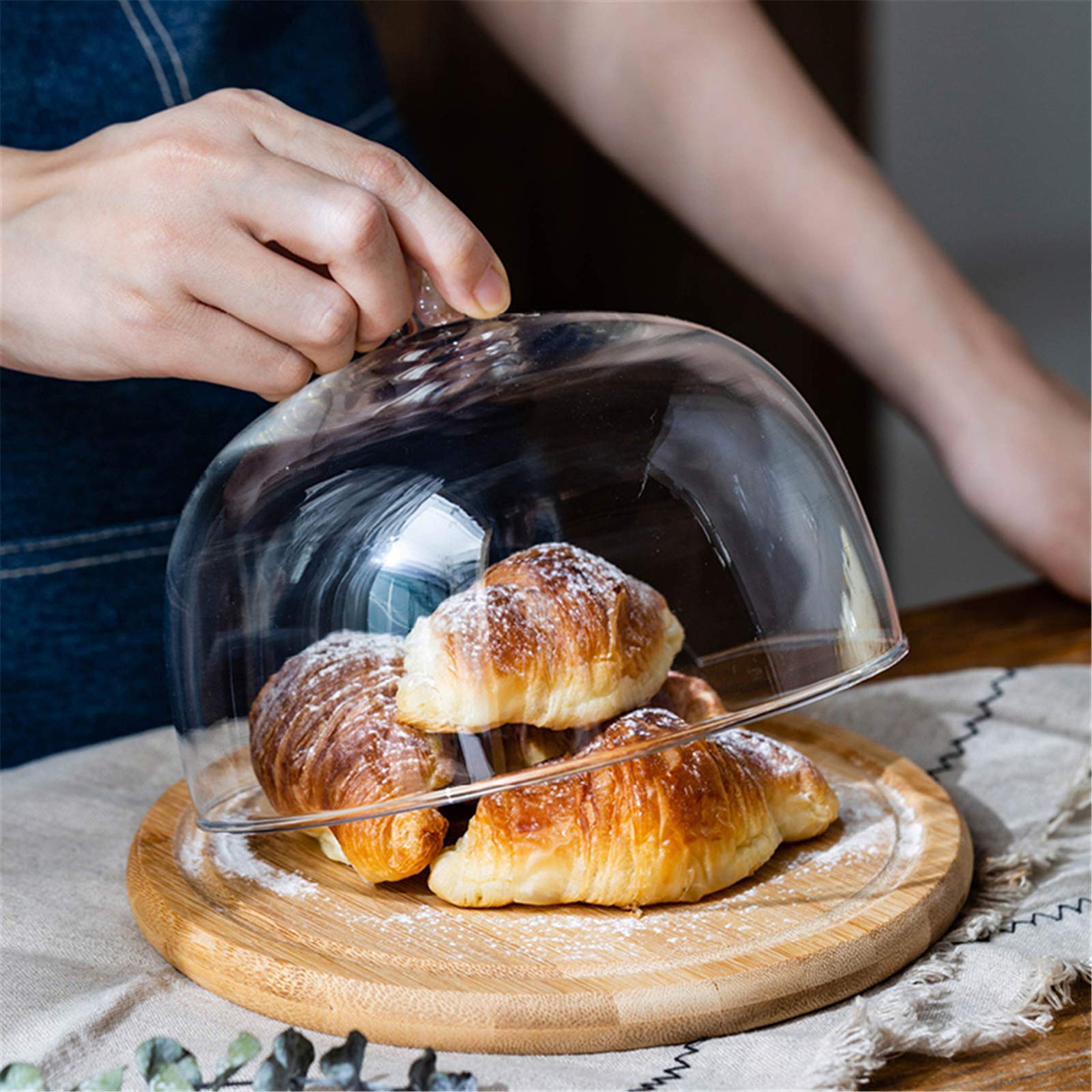 Taartstandaard met glazen deksel, 30 cm taartstandaards met koepeldeksel, 2 -in-1 houten taartstandaard en charcuteriebord, multifunctionele taartplaat, taartdisplay voor verjaardagsfeest, bruiloft