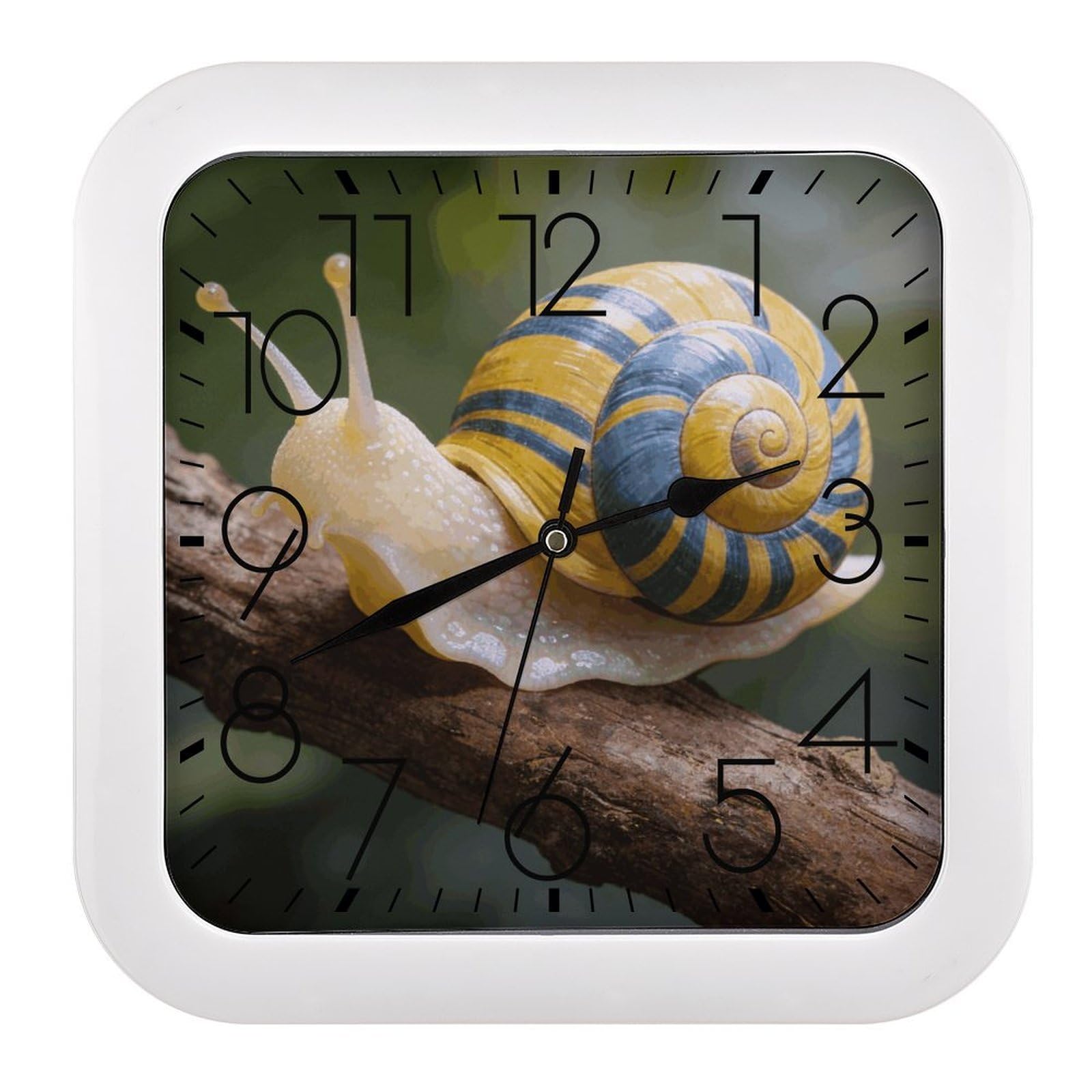 Fodpand Style Snail Wall Clock,Battery Operated Modern Retro Rounded Square Clock Clock For Bedroom Living Room Office Home Gym Porch Decor Indoor Outdoor 10.2 * 10.2In