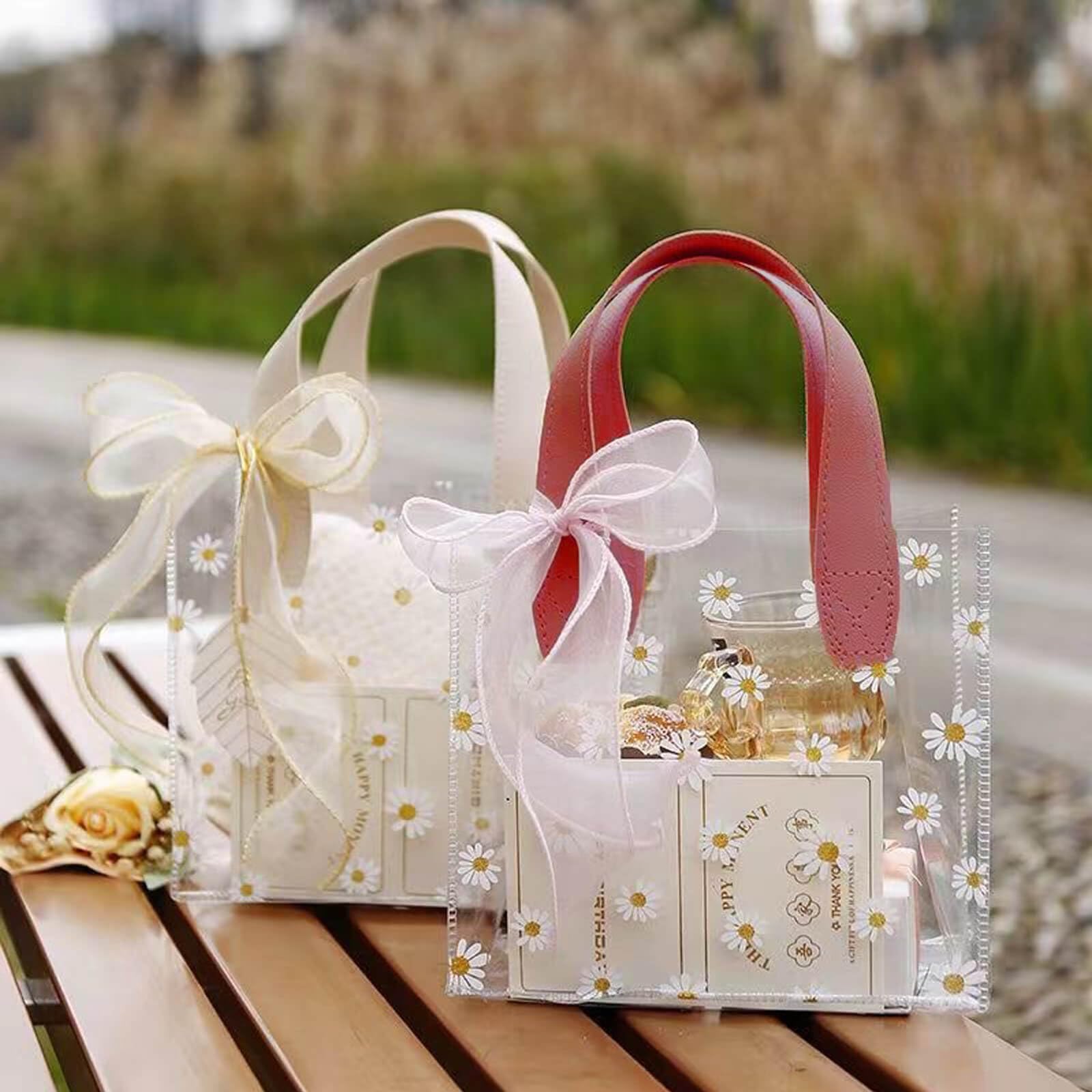 Amazon.co.jp: プールバッグ 透明 スパバッグ ひなぎく 20*10*18cm