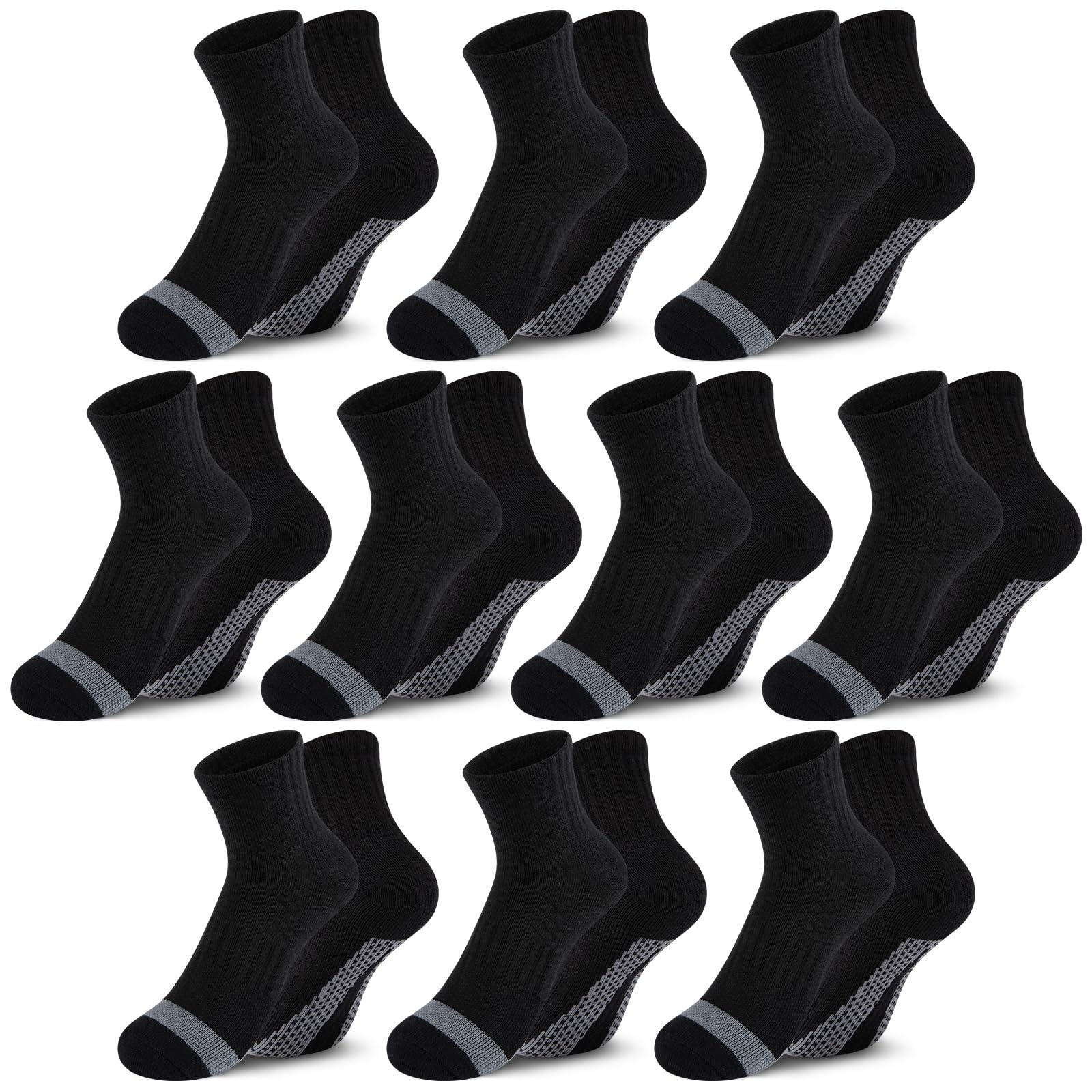 Comfoex 10 Pairs Boys Socks Half Cushion Cotton Quarter Running Socks Ankle Sock for Little Big Kids 6-8 8-10 Years Olds