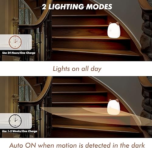 Miniatura 5 de G Keni Luz nocturna portátil con sensor de movimiento para baño e inodoro, luz pequeña para niños y adultos, funciona con batería LED recargable,