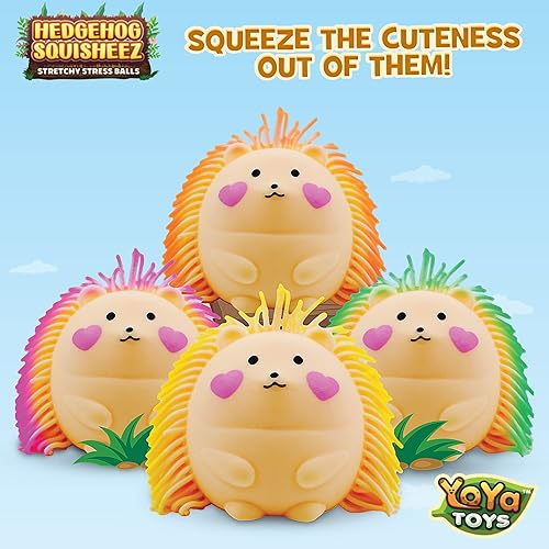 Miniatura 5 de YoYa Toys Hedgehog Squisheez - Juego de 4 bonitas bolas antiestrés, grandes bolas de estrés de Pascua, juguetes sensoriales para niños y adultos,