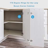 Vista 2 de 2 Pack Face Frame Full Overlay 175 Degree Lazy Susan Hinge, Clip ON Plate, Chibery Soft Close Multi-Pivot Concealed Hardware for Corner Kitchen 175°