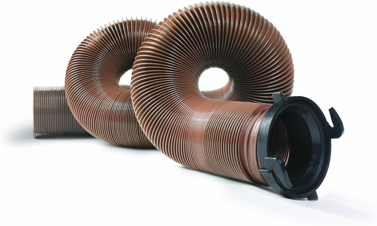 Camco 39691 Durable High Tensile Strength Sewer Steel Wire Core and Attached Bayonet Fittings Hose with 15 mils of HTS Vinyl, Brown, 15'