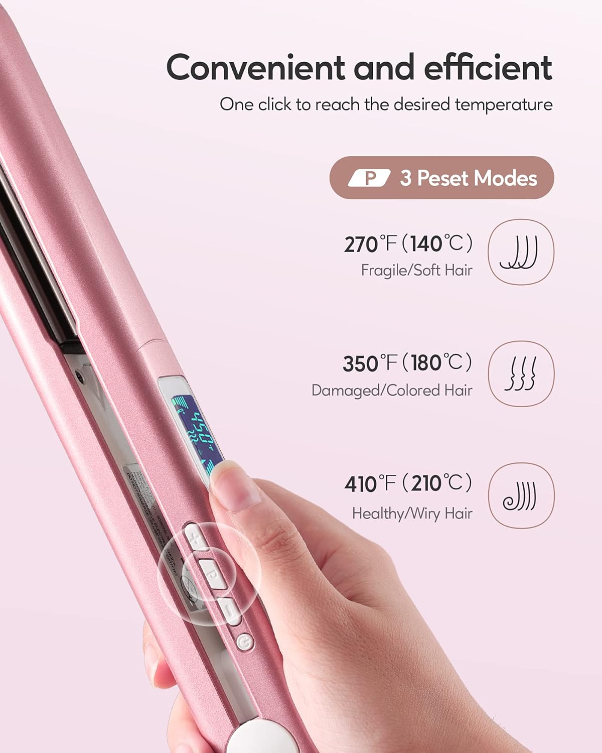 Salon Flat Iron Hair Straightener, Titanium Flat Iron for Hair Dual Voltage Flat Iron 15s Fasting Heating with 15 Adjustable Temp Settings, Rose Gold : Beauty & Personal Care