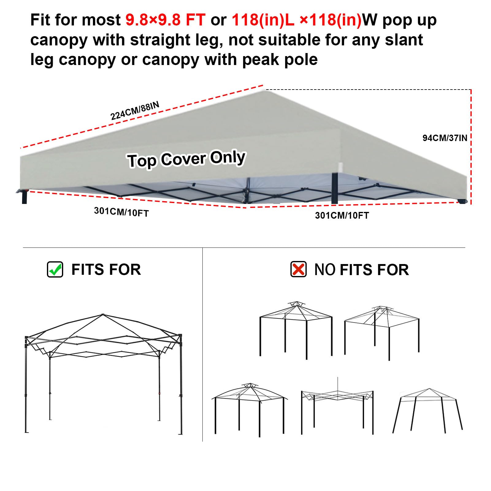 Joramoy Auvent De Rechange Uniquement, Housse Imperméable Avec