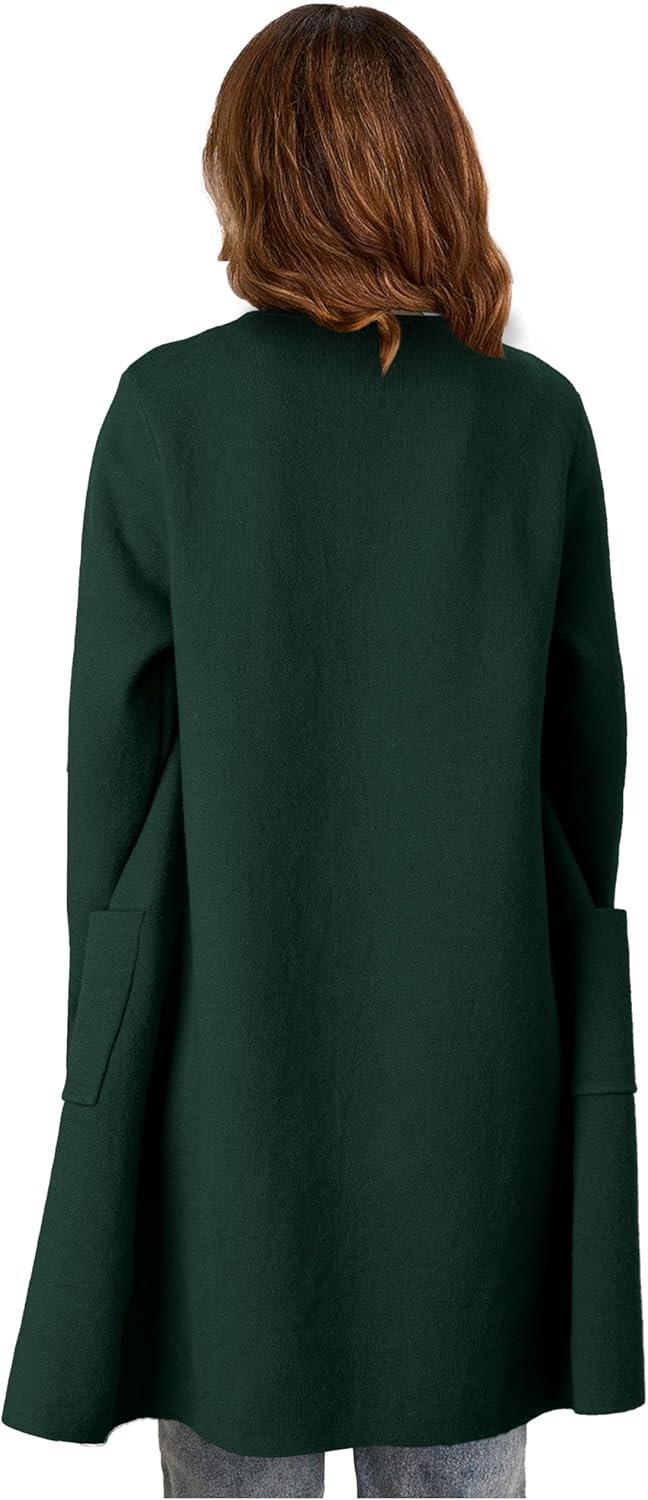 Women's Open Front Cardigan Sweater Long Sleeve Casual Knit Lapel Coatigan Coat - Image 4