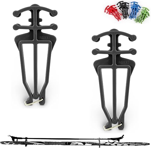 Soporte universal para bastones y esquís de fondo - 1 par, soporte universal para bastones de esquí nórdico (negro)