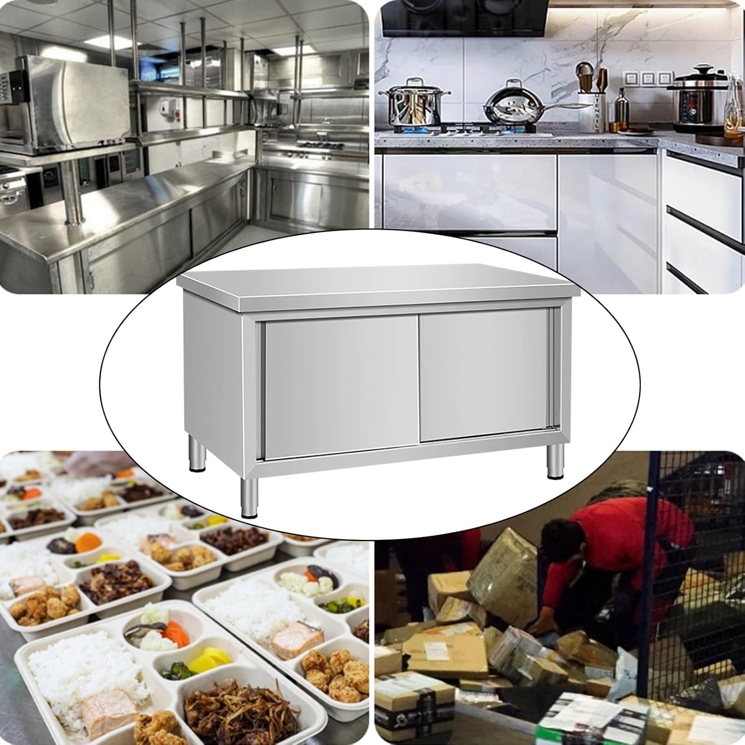 Commercial Kitchen Prep Table Sturdy Stainless Steel Workbench Multifunctional Metal Table with Adjustable Feet Solid and Not Shaky Practical Workbench for a Wide Range of Applications