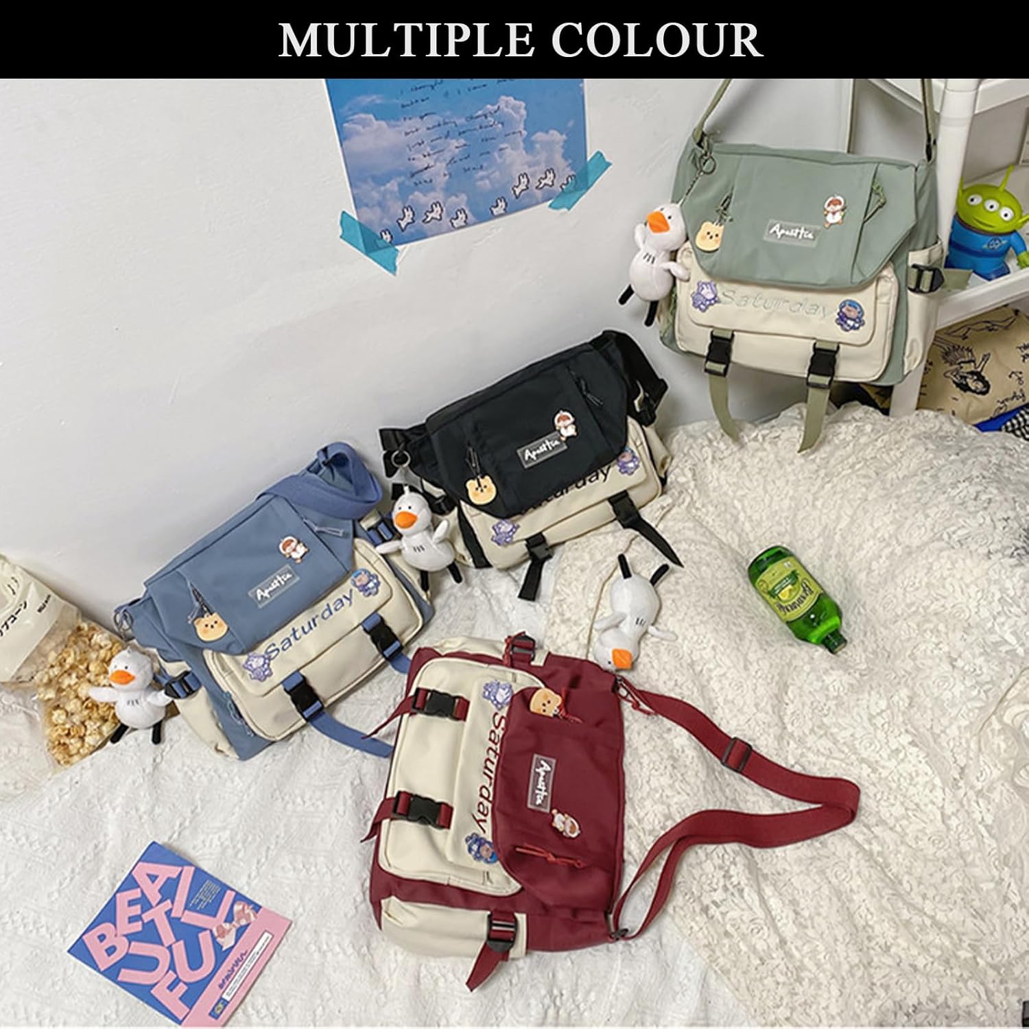 Cute Messenger Bag, Crossbody Bags for Women Kawaii Messenger Bags Purses