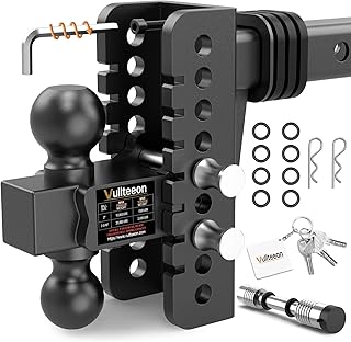 Adjustable Trailer Hitch - Drop Hitch Fits 2-Inch Receiver, 6 Inch Tow Hitch with Dual-Ball(2'' & 2-5/16''), Max 20,000 LBS GTW, Heavy Duty Trailer Hitch with Anti-Theft Pins