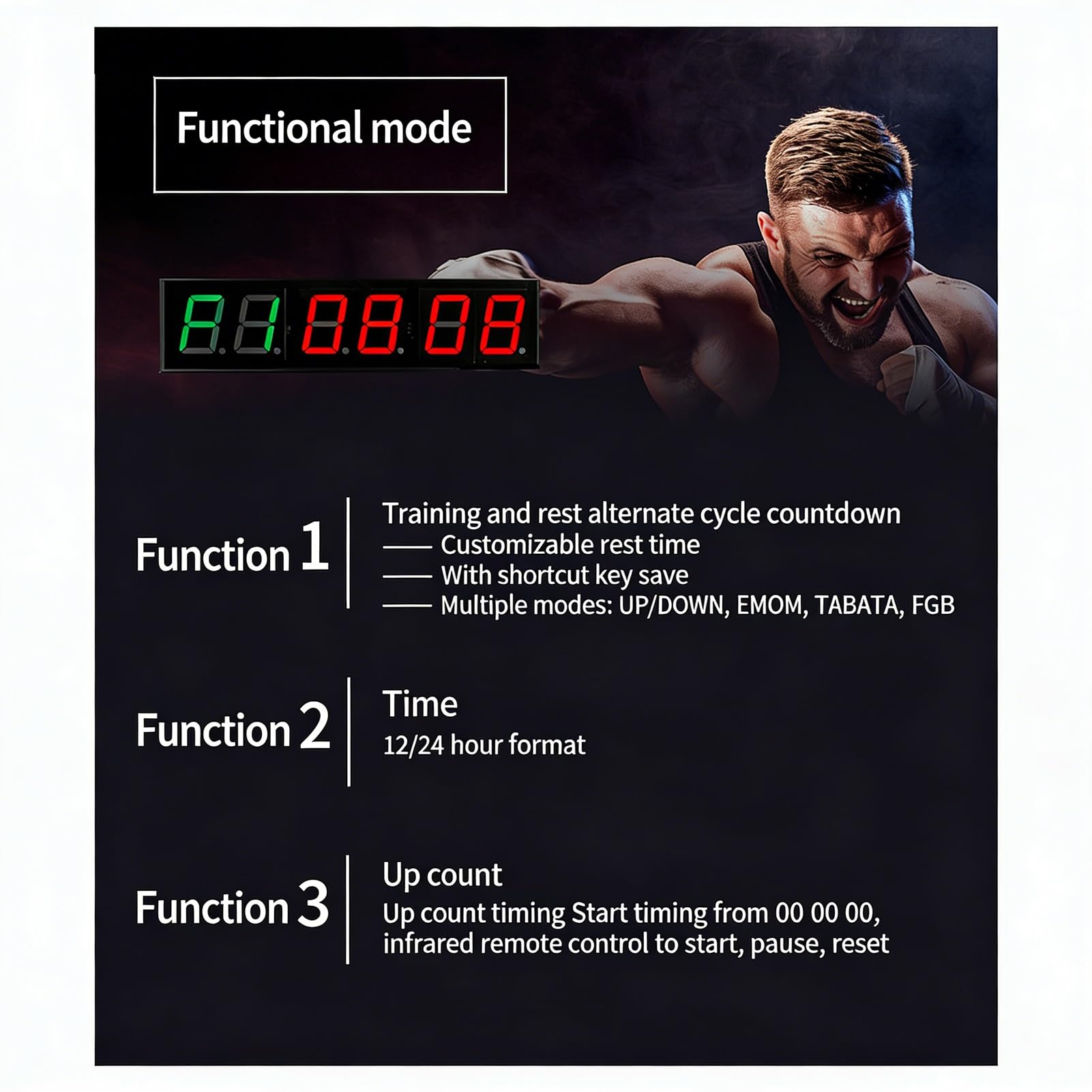 Minuteur et Chronomètre Digital Portable, Timer Sport avec TéLéCommande, 12/24H Horloge pour Fitness, Workout, Home Gym
