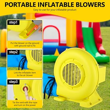 Bounce House Blower, 550W/0.74HP Portable Air Blower for Inflatable, Powerful Inflatable Bubble House Blowers Fan Pump for Inflatable Bouncy Castle, Jumper, Water Slide
