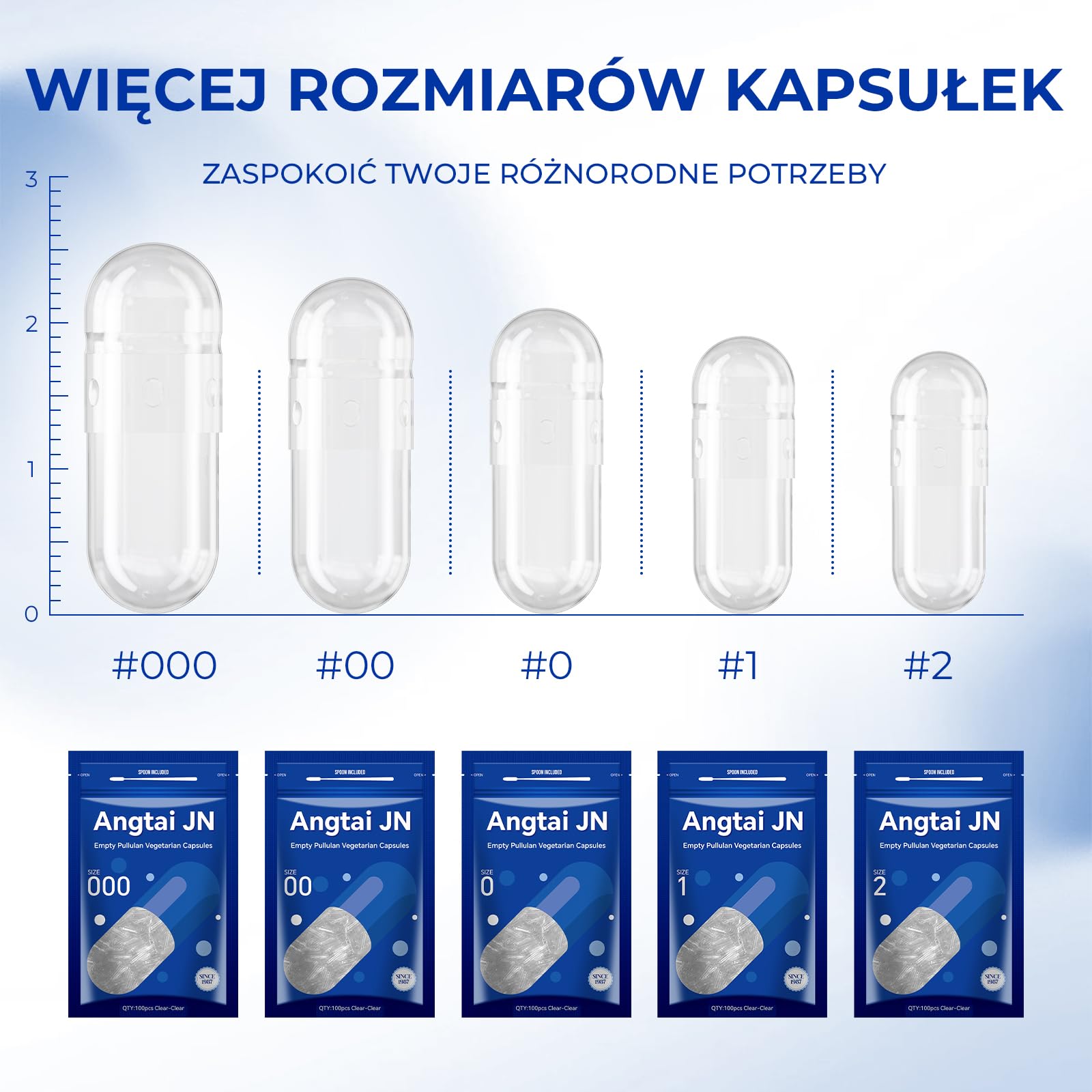 Puste kapsułki wegańskie,100 sztuk rozmiar 1 przezroczyste puste kapsułki,4 rozmiary,pusta kapsułki na pigułki z 2 łyżki,łatwe do przygotowania w domu