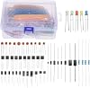 Karlak Various Electrical Element Starter Kit,1400PCS Electronic Components Assortment Kit with 14W Resistor LED Diode Various Electrical Element Starter Kit Electrolytic Capacitor Transistor DIY
