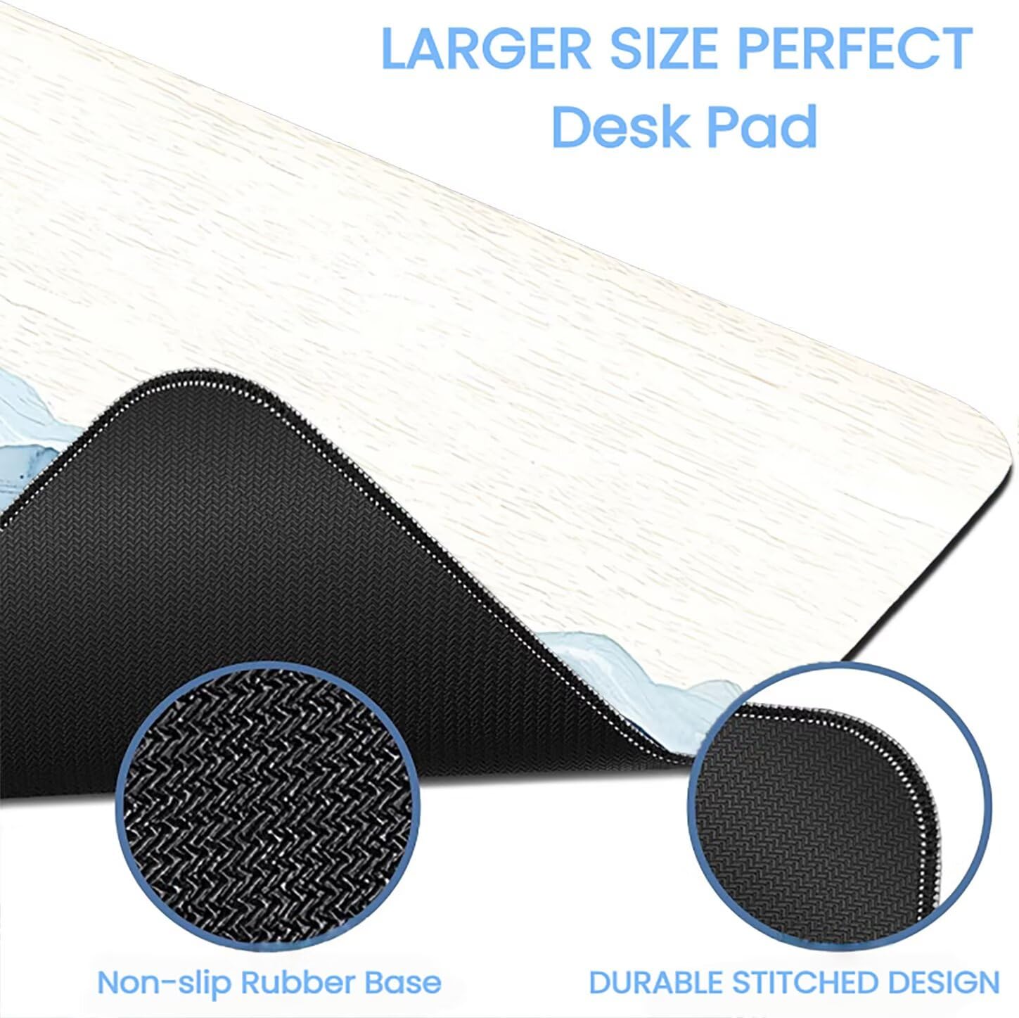 Lpfieonn Einfach Großes Schreibtischunterlage, XXL Schreibtischunterlagen, Weiß XXL Wasserdicht Gaming Mousepad mit Vernähter Rand und Rutschfeste Gummibasis, für Laptop/Hause/Büro 120x60cm PF-2243