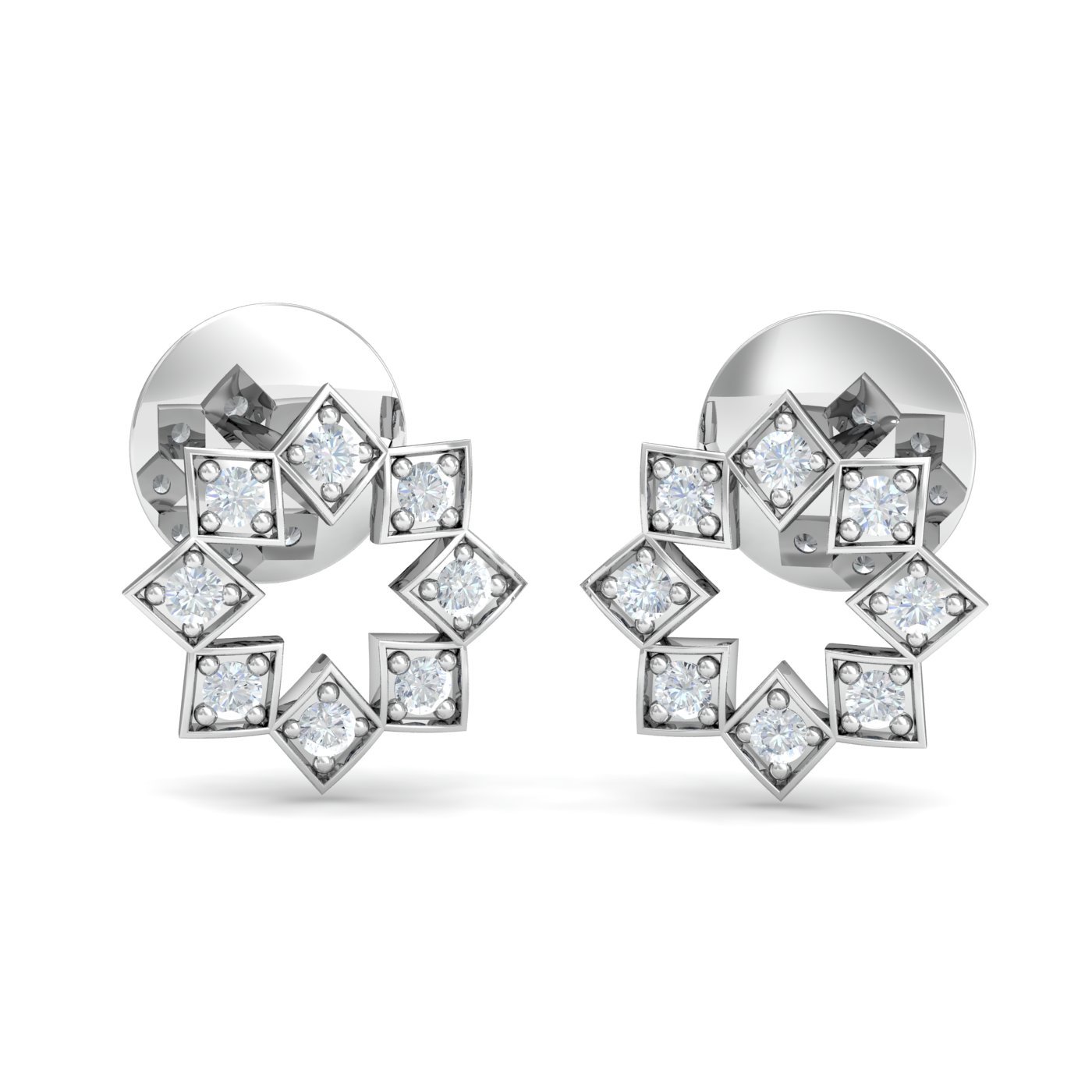 14KT White Gold Diamond Ania's Glorious Stud Earrings for Women-image-29