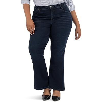 Джинсы KUT from the Kloth Plus Size Ana High-rise Fab Ab Flare-Baby Double Needle All Over