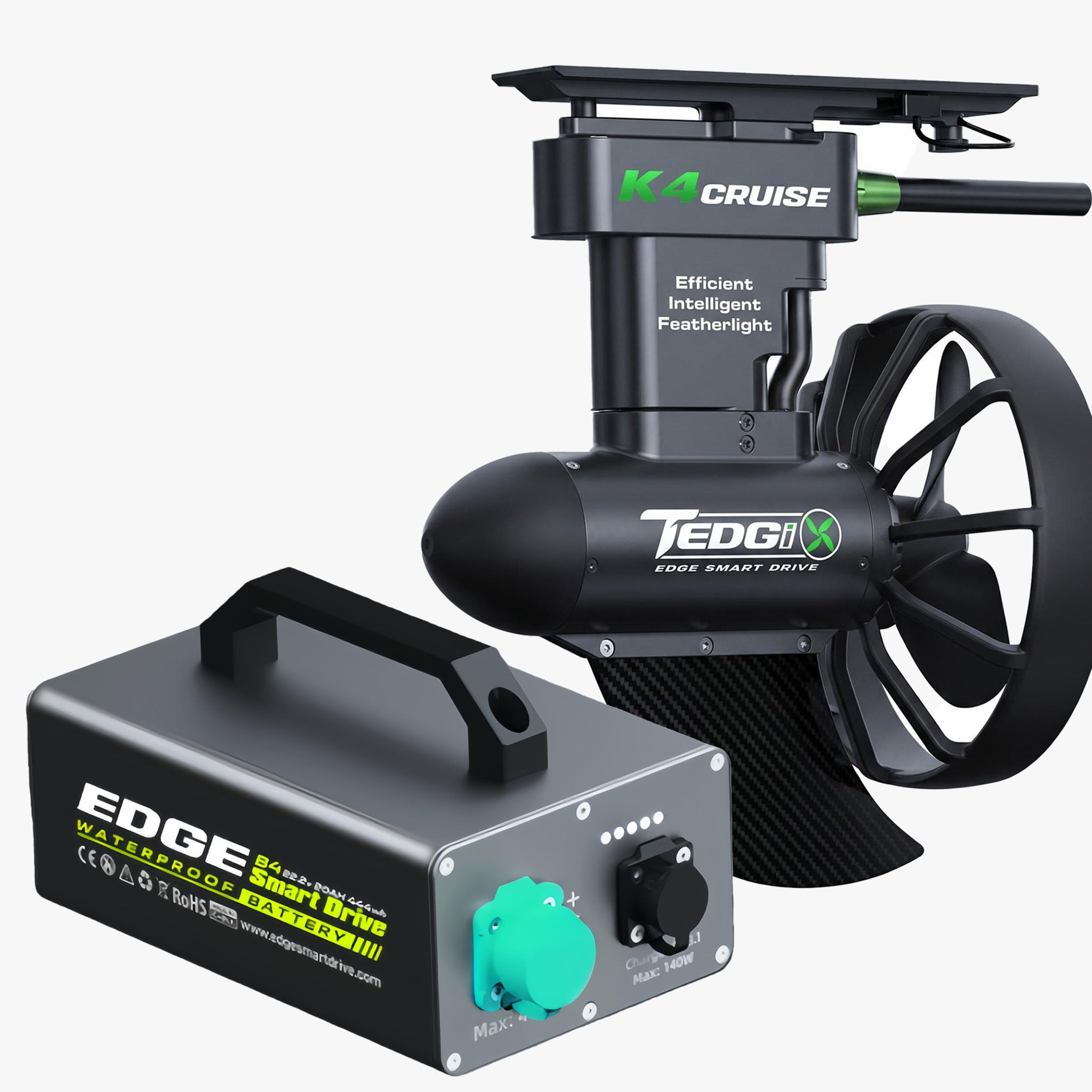 Motor eléctrico para barco K4C + batería B4 (423Wh), motor eléctrico SUP de 400W, kit todo en uno ligero, control remoto a distancia para adultos, propulsor para kayak, lago, río, mar, juego acuático