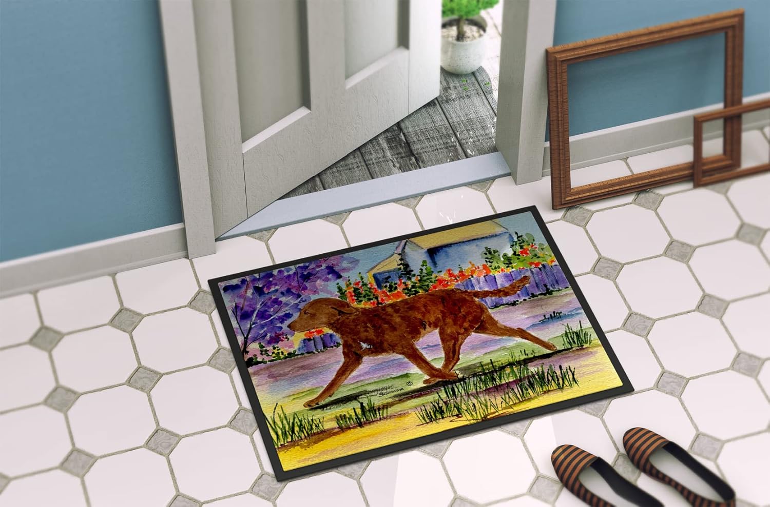Caroline's Treasures SS8435MAT Chesapeake Bay Retriever Doormat 18x27 Front Door Mat Indoor Outdoor Rugs for Entryway, Non Slip Washable Low Pile, 18H X 27W