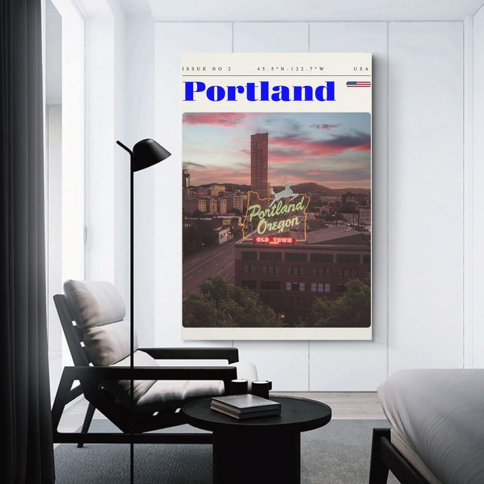 Junmoney Unframe-Style-13-1 Portland Oregon Travel Art Decorative Wall Artwork, 24X36inch(60X90cm), For Corridors, Hallways Or Apartment Entries, Home Artwork For First Impressions