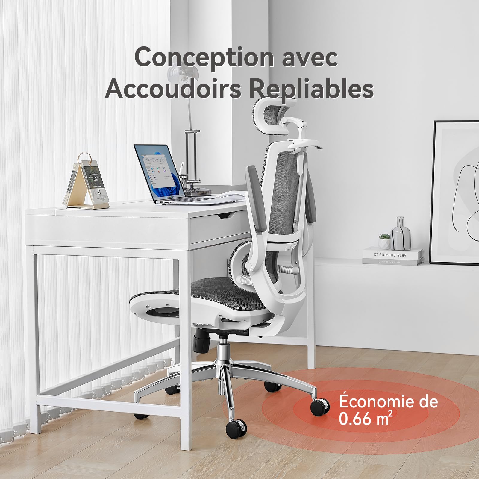 SIHOO M59AS Chaise de Bureau Ergonomique, avec accoudoirs 3D relevables, Double Dossier, Soutien Lombaire Dynamique adaptatif et Maille, idéale pour Le Bureau à Domicile.
