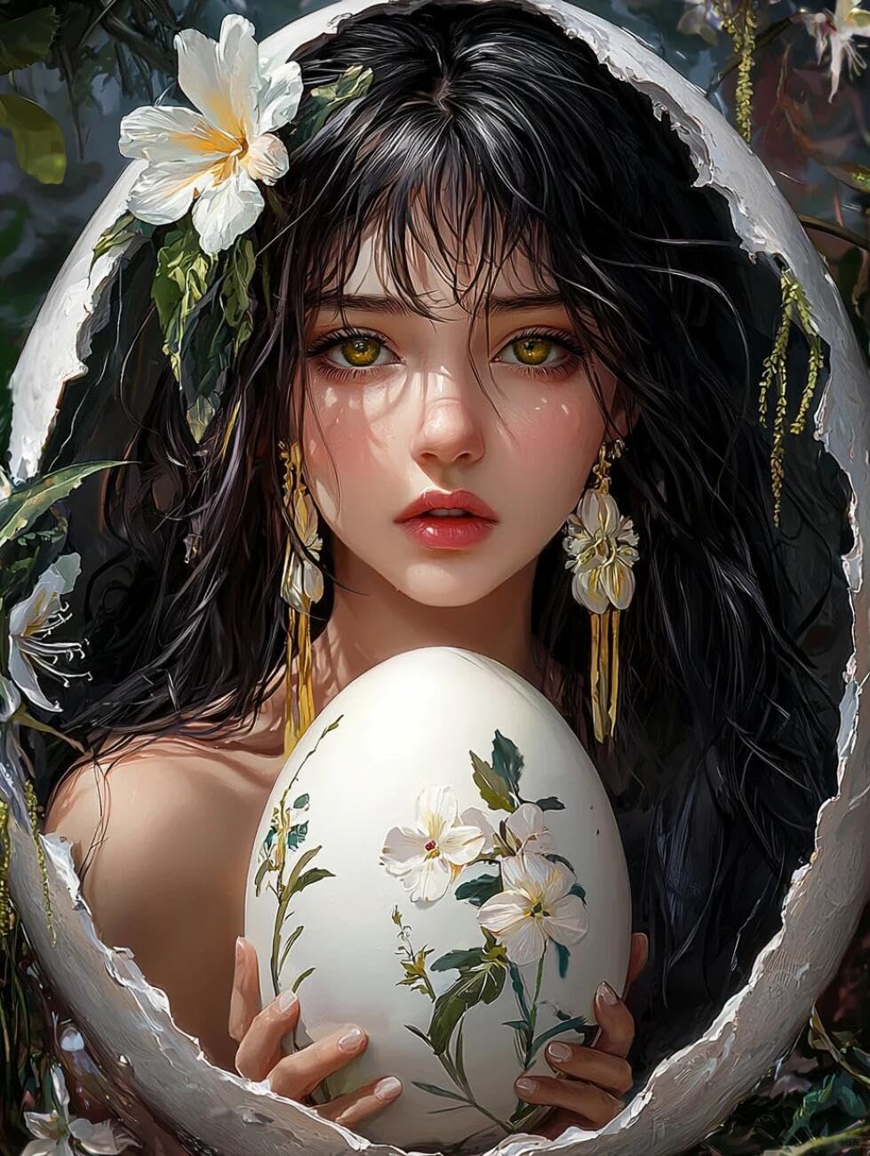 Henypt Cross Stitch Kit Fantasy Woman DIY Needlepoint Set for Beginners The Elderly with Accessories Handmade DIY/Gifts 14CT 80x100cm
