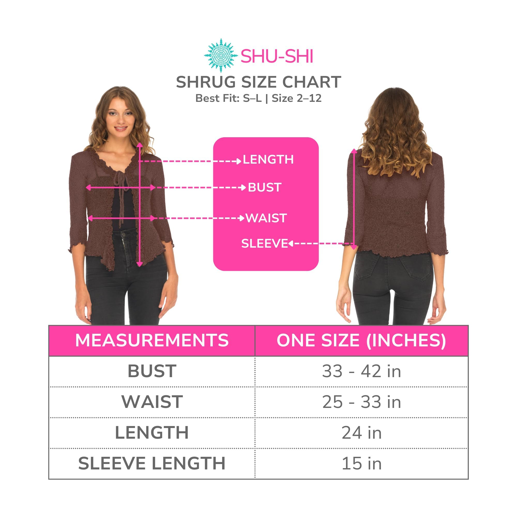 SHU-SHI - Bolero Transparente para Mujer - con Volante - Punto Ligero